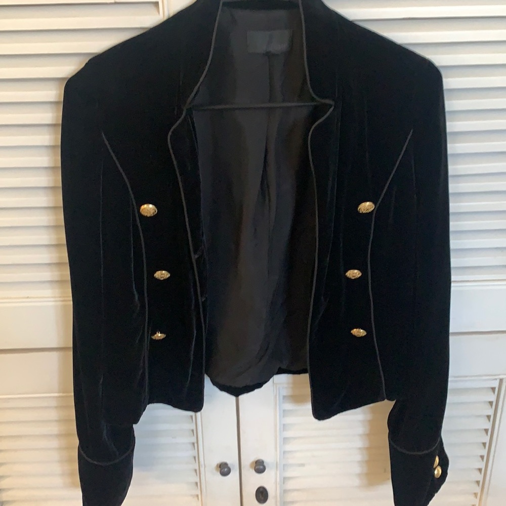 INTERMIX GARDOT VELVET MILITARY JACKET BLACK